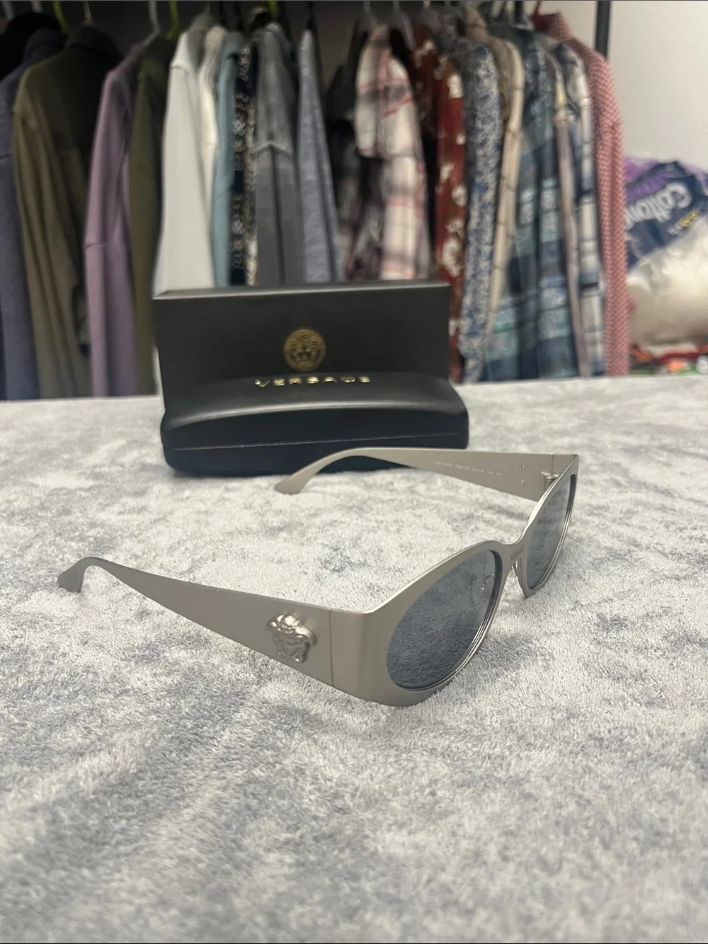 Versace Silver Sunglasses Sleek Modern Design
